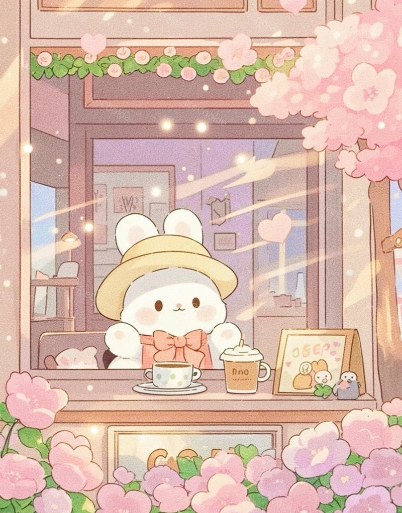 hình nền thỏ hồng cute 11