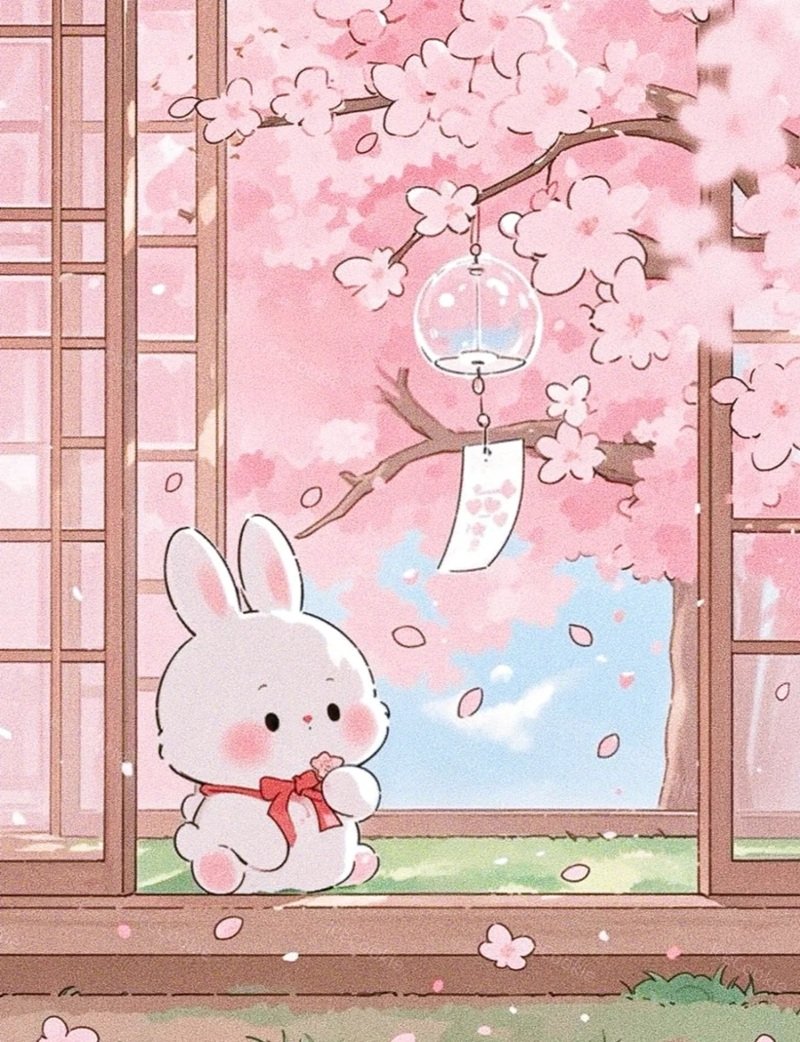 hình nền thỏ hồng cute 9