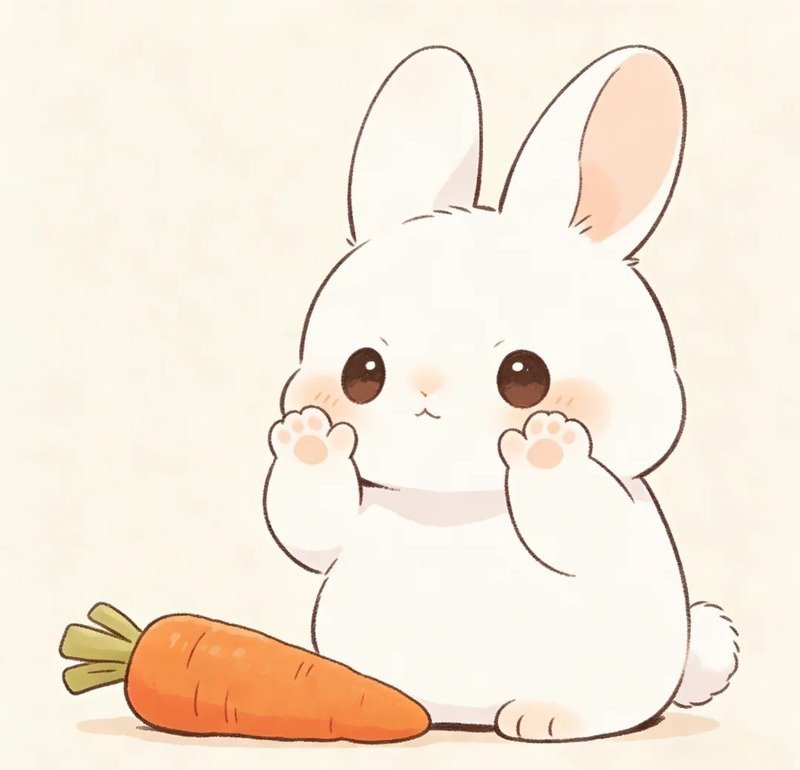 Ảnh thỏ chibi màu sắc tươi sáng