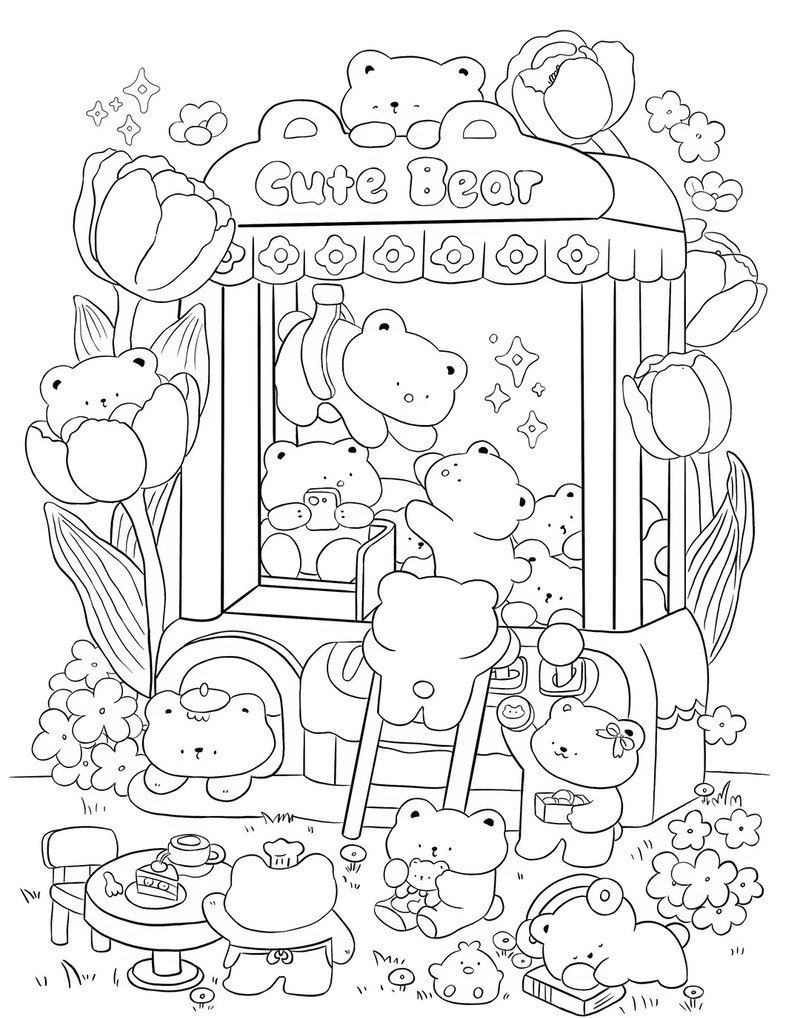Tô màu gấu dâu cute với hình ảnh đáng yêu