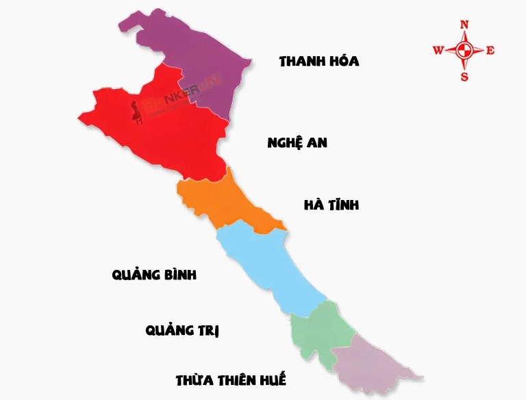 Bản đồ các tỉnh Bắc Trung Bộ mới nhất