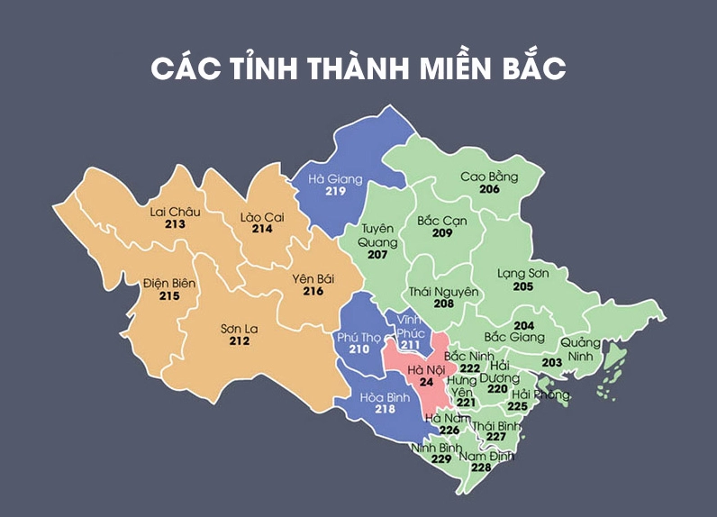 Bản đồ các tỉnh miền Bắc Việt Nam