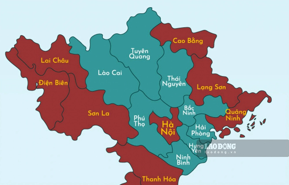 Bản đồ các tỉnh thuộc khu vực miền Bắc Việt Nam