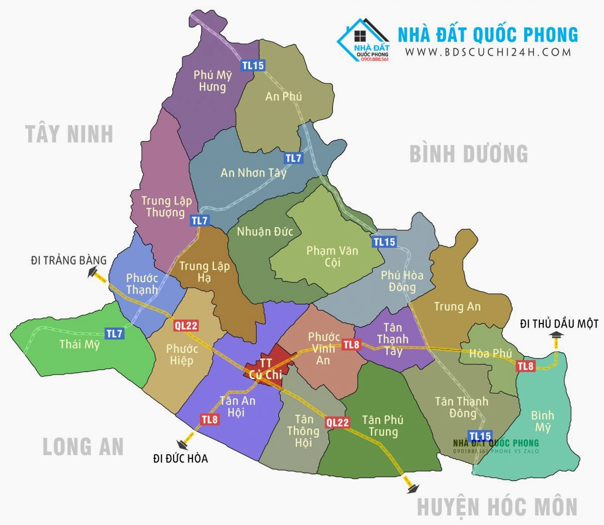Bản đồ các xã thuộc Huyện Củ Chi