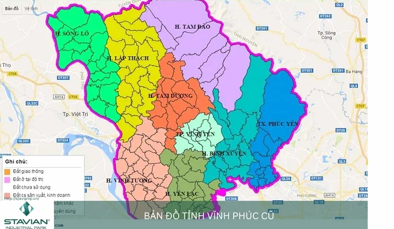 Bản đồ chi tiết các điểm du lịch nổi tiếng tỉnh Vĩnh Phúc