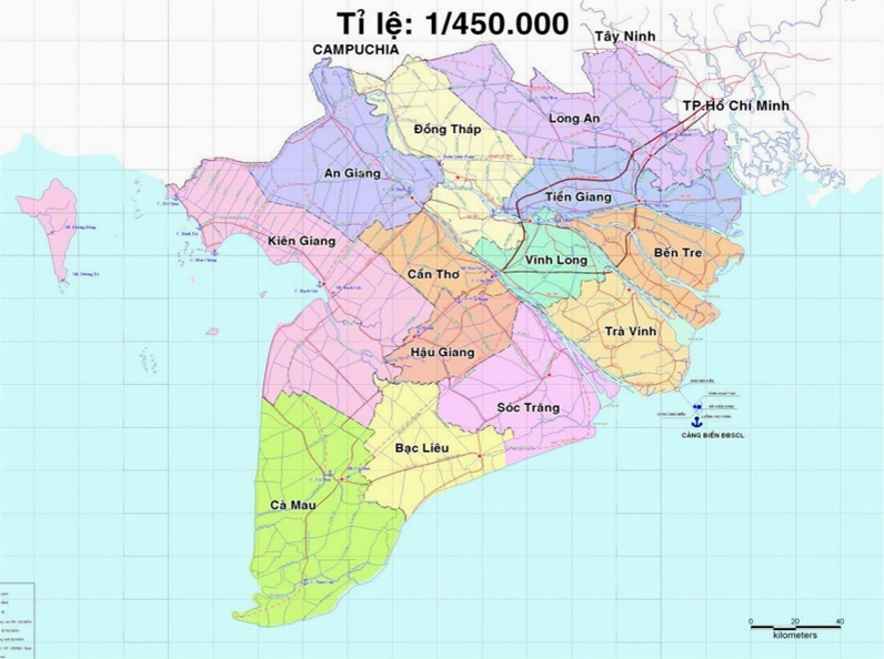 Bản đồ chi tiết các tỉnh miền Tây Nam Bộ