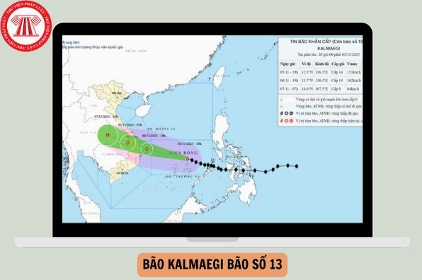 Bản đồ dự báo đường đi của bão số 13