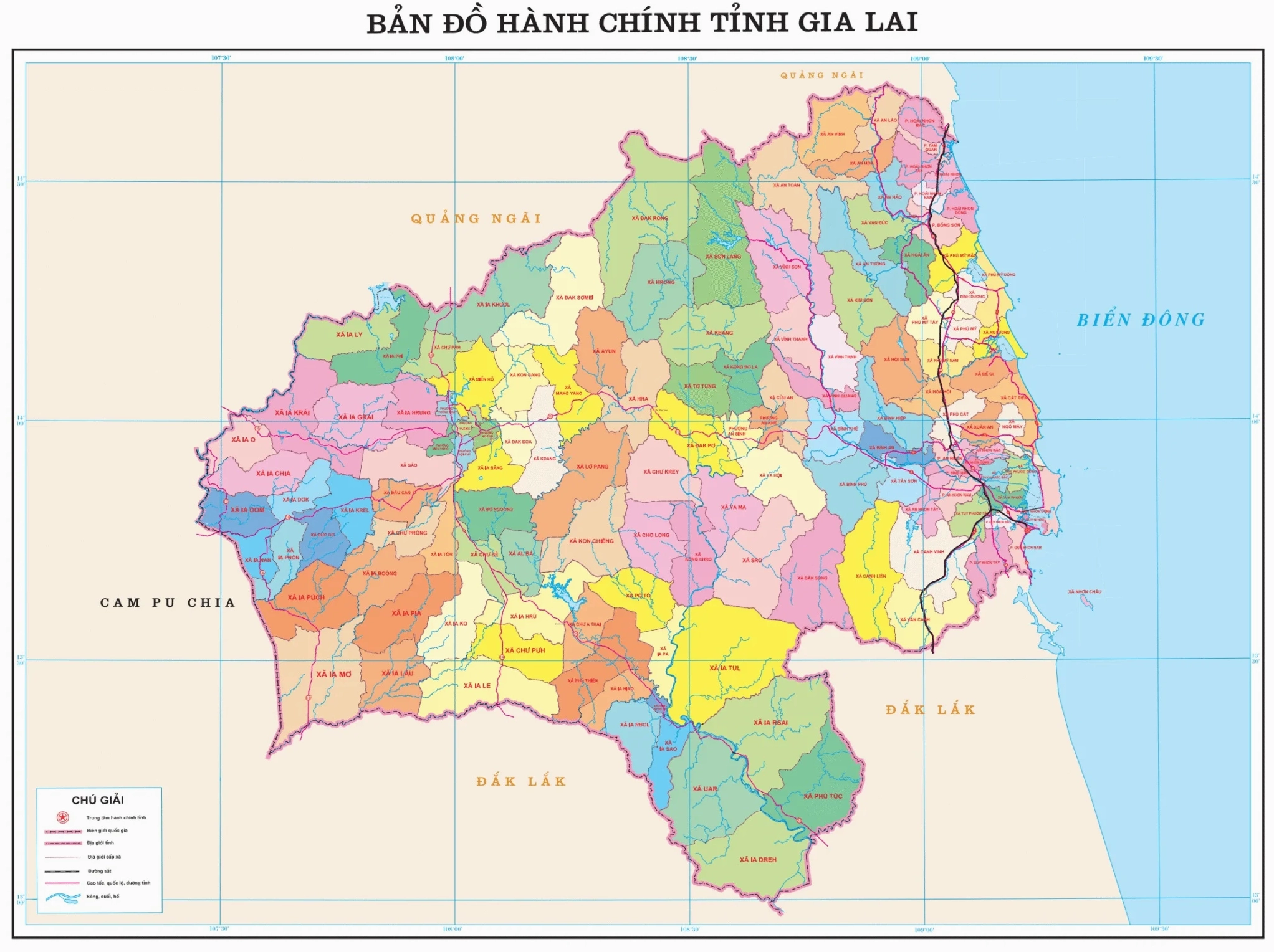 Bản đồ Gia Lai sau sáp nhập