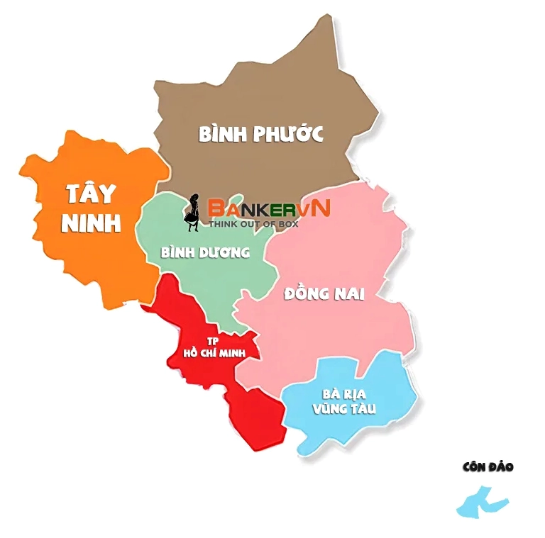 Bản đồ hành chính các tỉnh Đông Nam Bộ