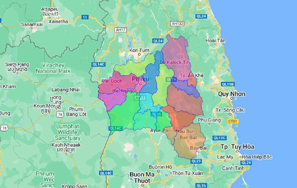 Bản đồ hành chính tỉnh Gia Lai