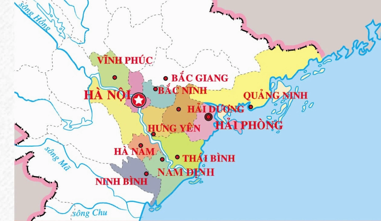 Bản đồ hành chính Việt Nam với các tỉnh lân cận Hải Dương