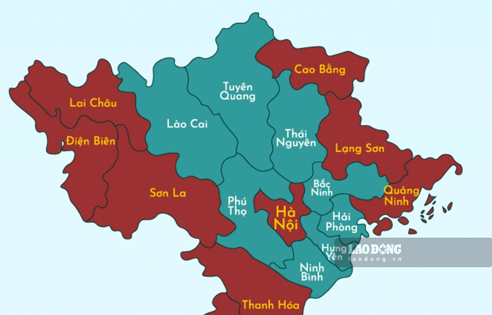 Bản đồ miền Bắc Việt Nam với các tỉnh lân cận Phú Thọ