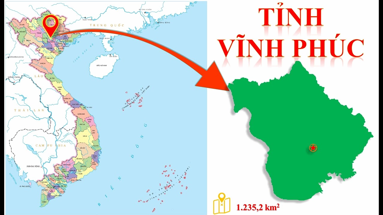 Bản đồ tỉnh Vĩnh Phúc thể hiện địa hình và sông ngòi