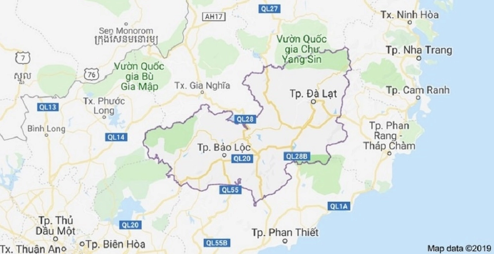 Bản đồ vị trí Đà Lạt trên bản đồ Việt Nam