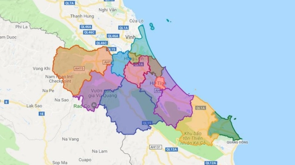 Bản đồ Việt Nam làm nổi bật tỉnh Hà Tĩnh