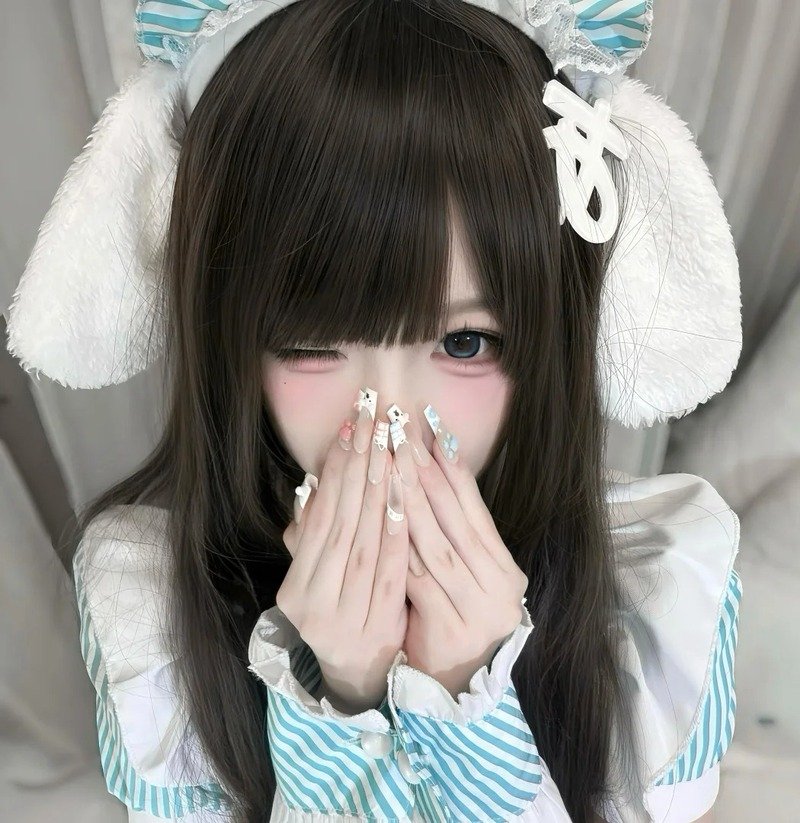 con gái avatar màu xanh dương cute 1