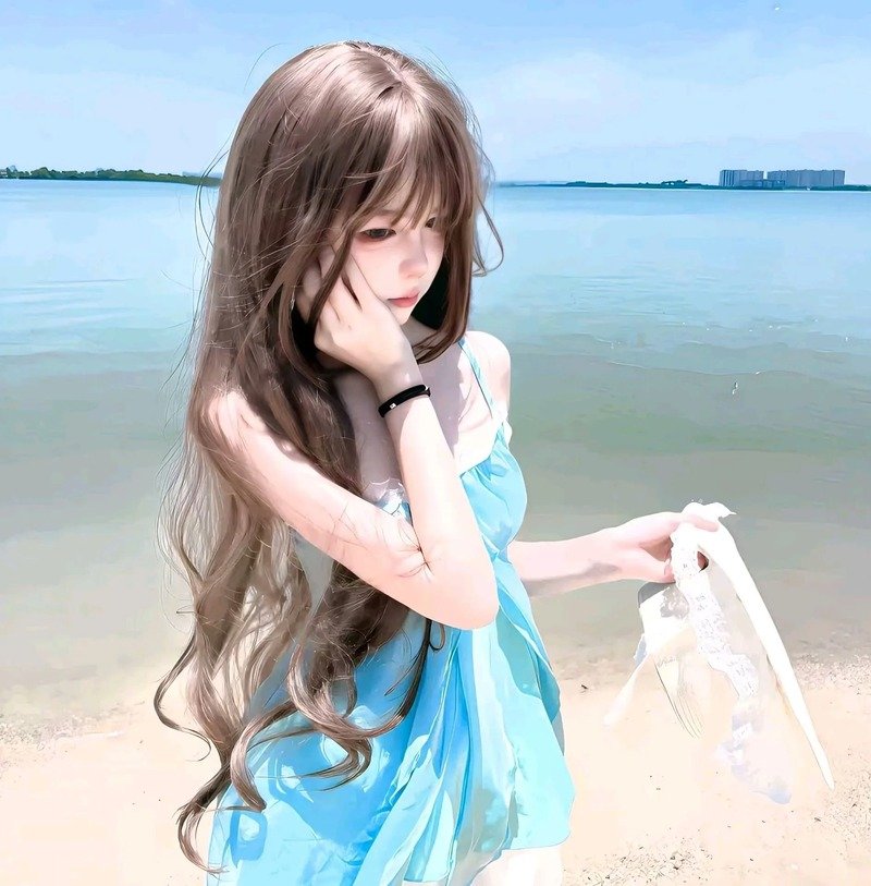 con gái avatar màu xanh dương cute 10