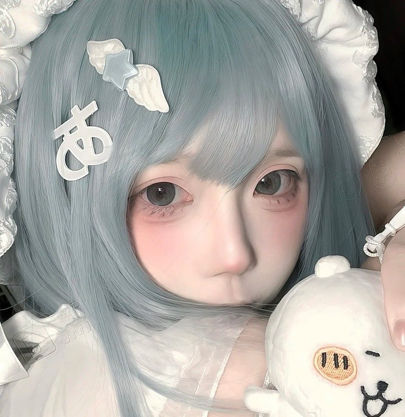 con gái avatar màu xanh dương cute 11