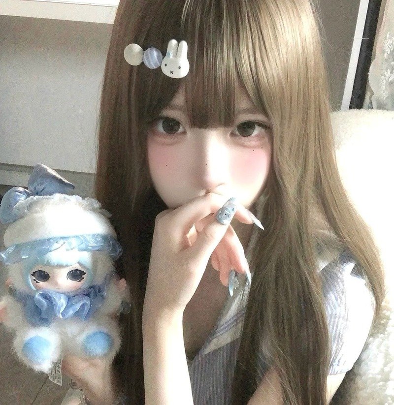 con gái avatar màu xanh dương cute 12