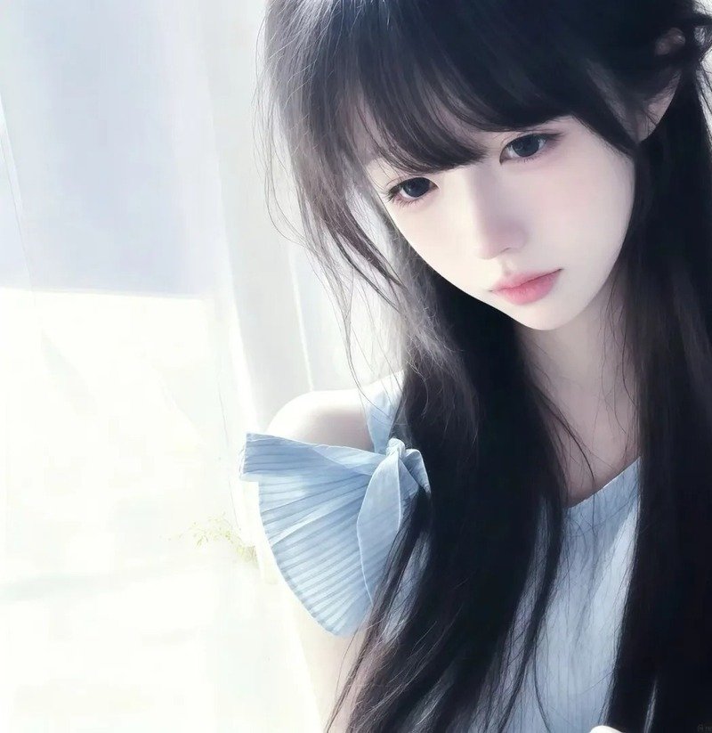 con gái avatar màu xanh dương cute 14
