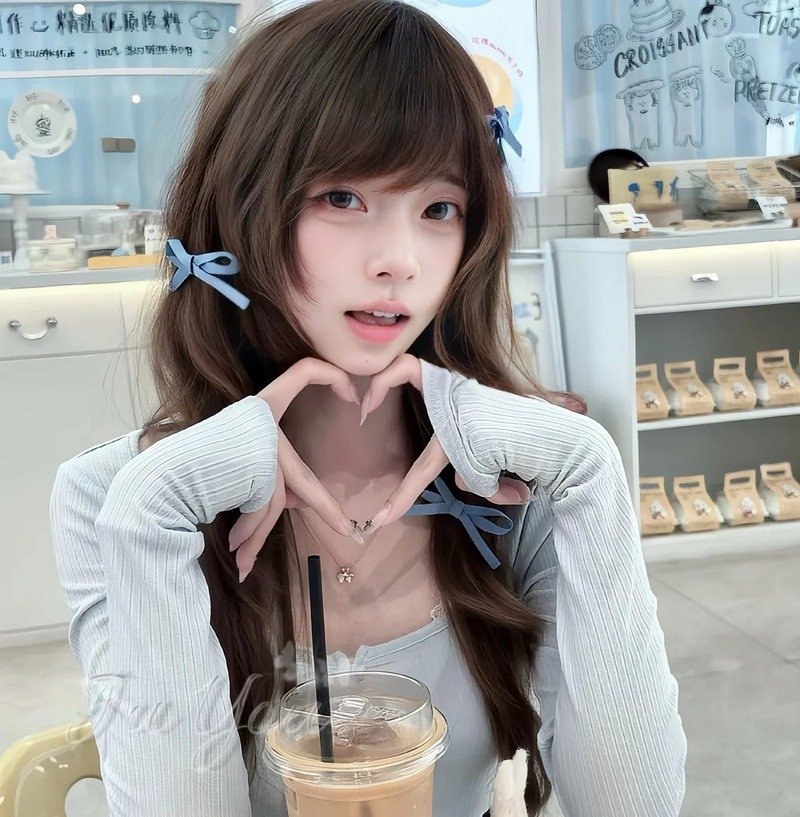 con gái avatar màu xanh dương cute 15