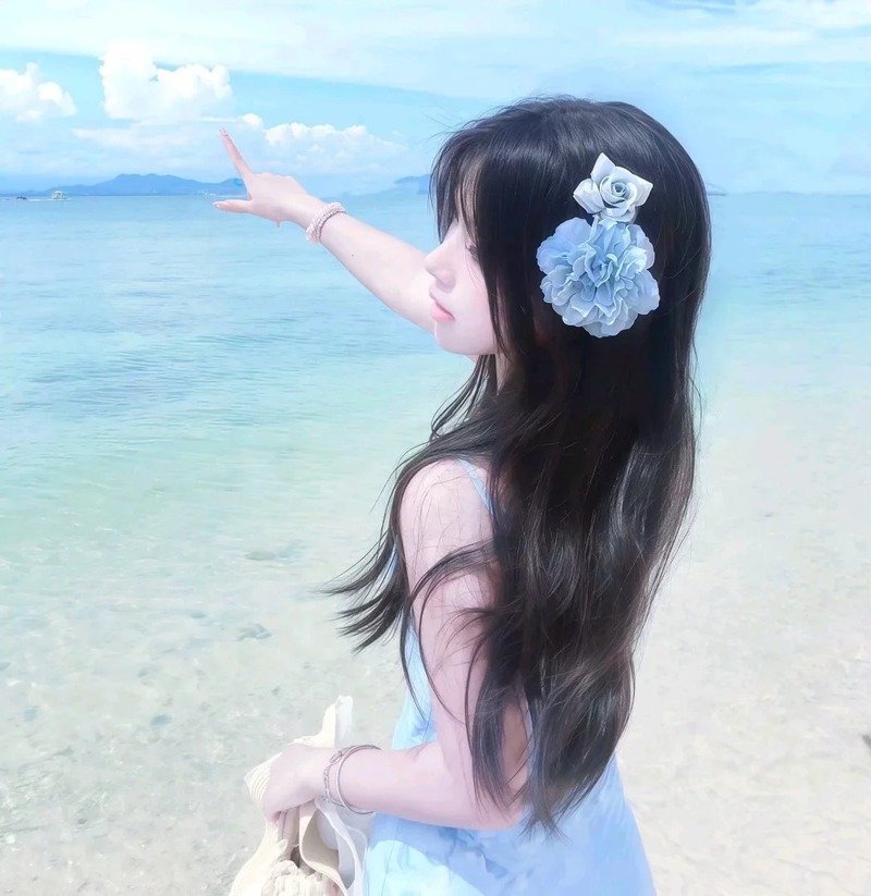 con gái avatar màu xanh dương cute 18