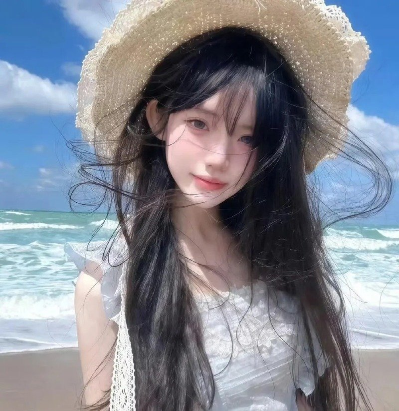 con gái avatar màu xanh dương cute 2