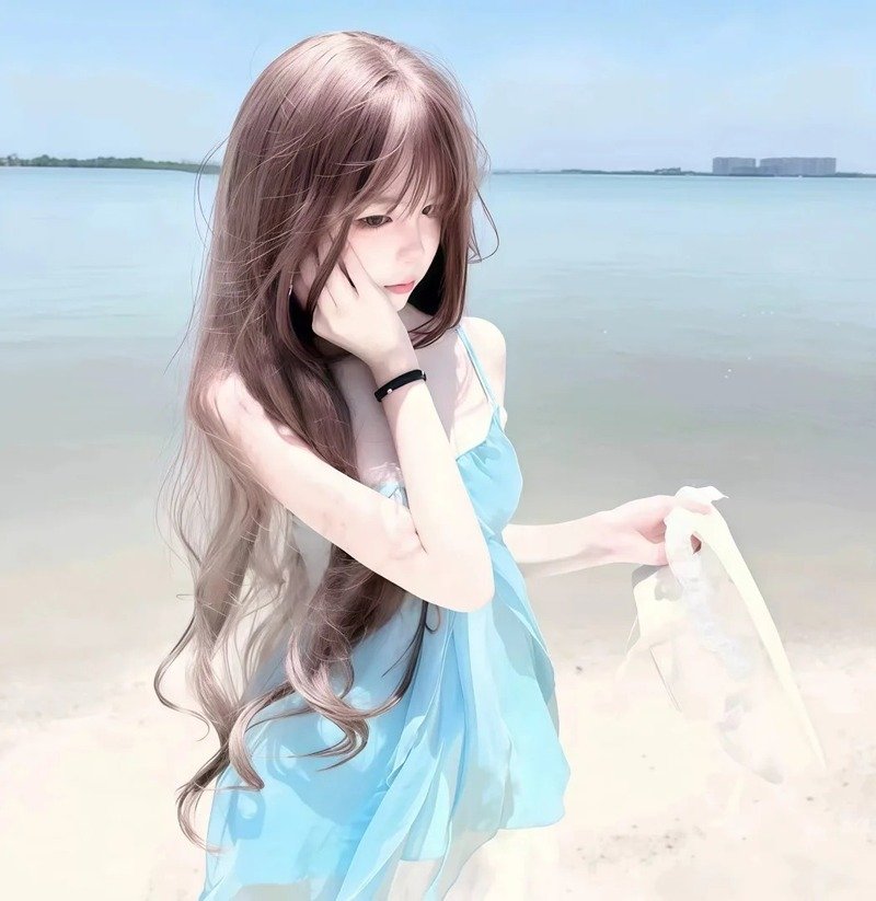 con gái avatar màu xanh dương cute 21