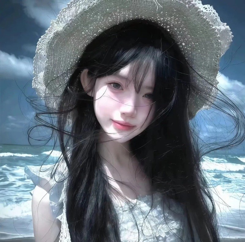 con gái avatar màu xanh dương cute 24