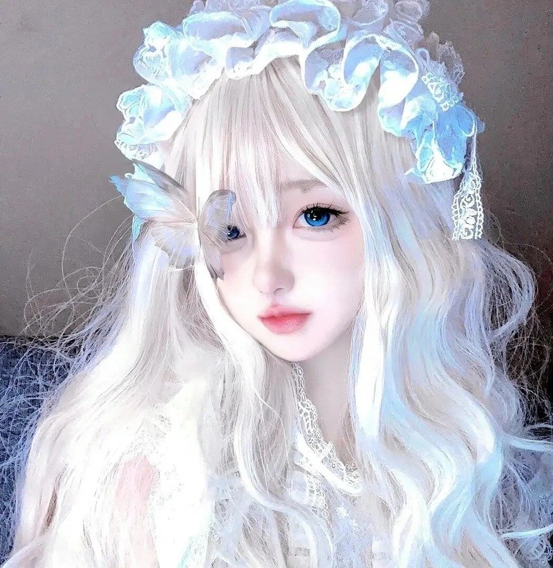 con gái avatar màu xanh dương cute 27