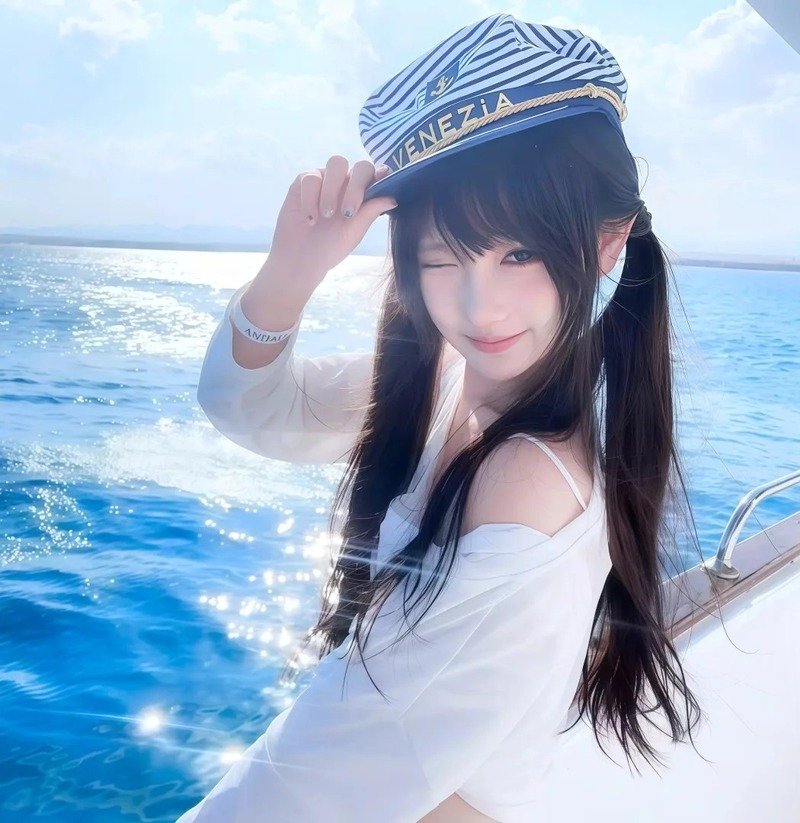 con gái avatar màu xanh dương cute 3