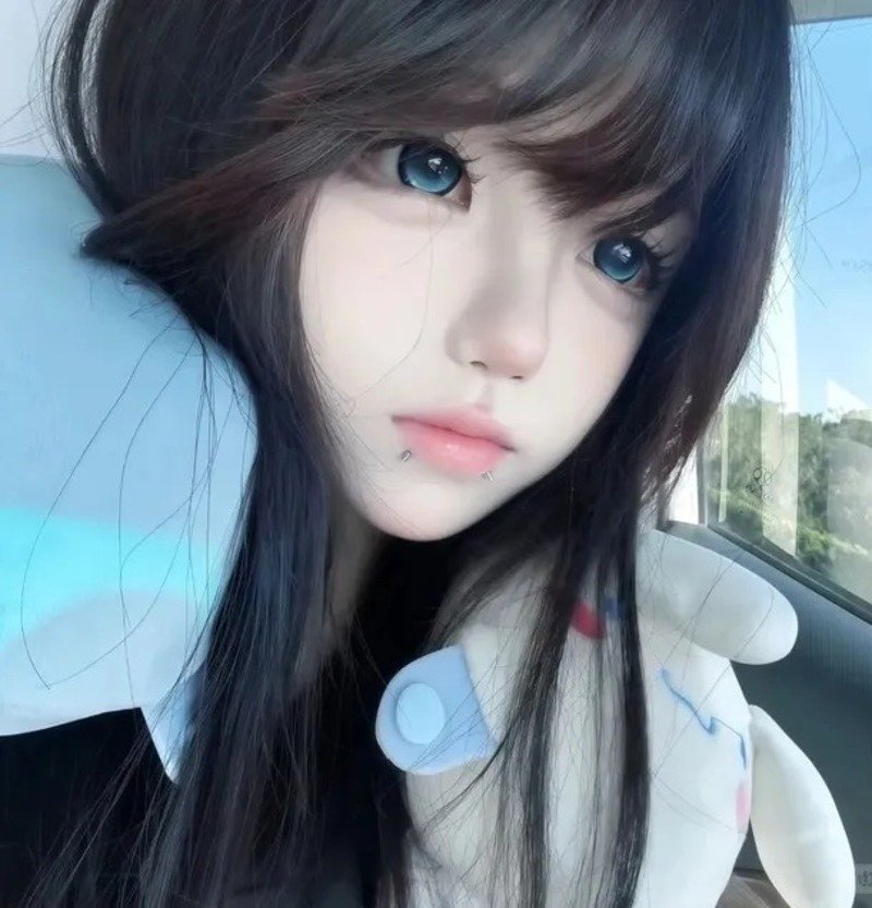 con gái avatar màu xanh dương cute 5
