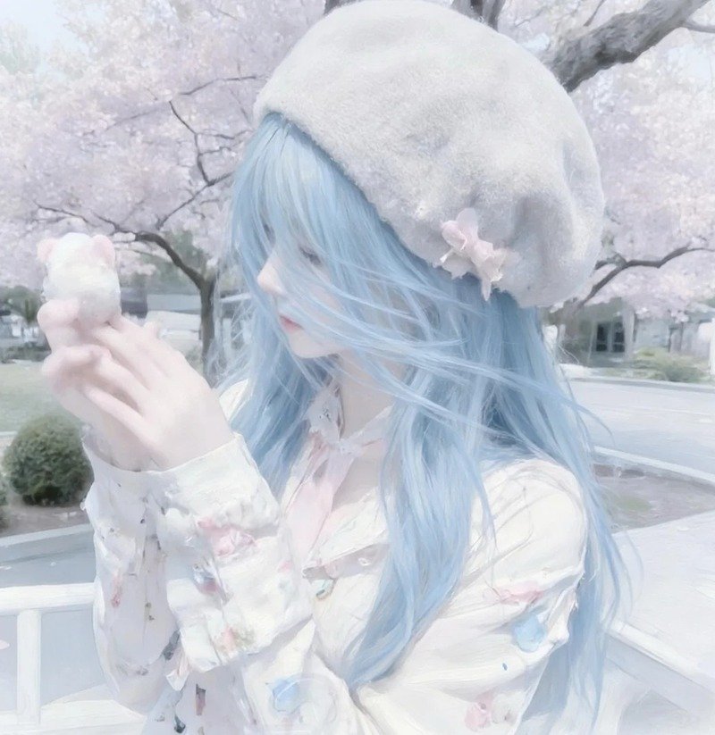 con gái avatar màu xanh dương cute 6