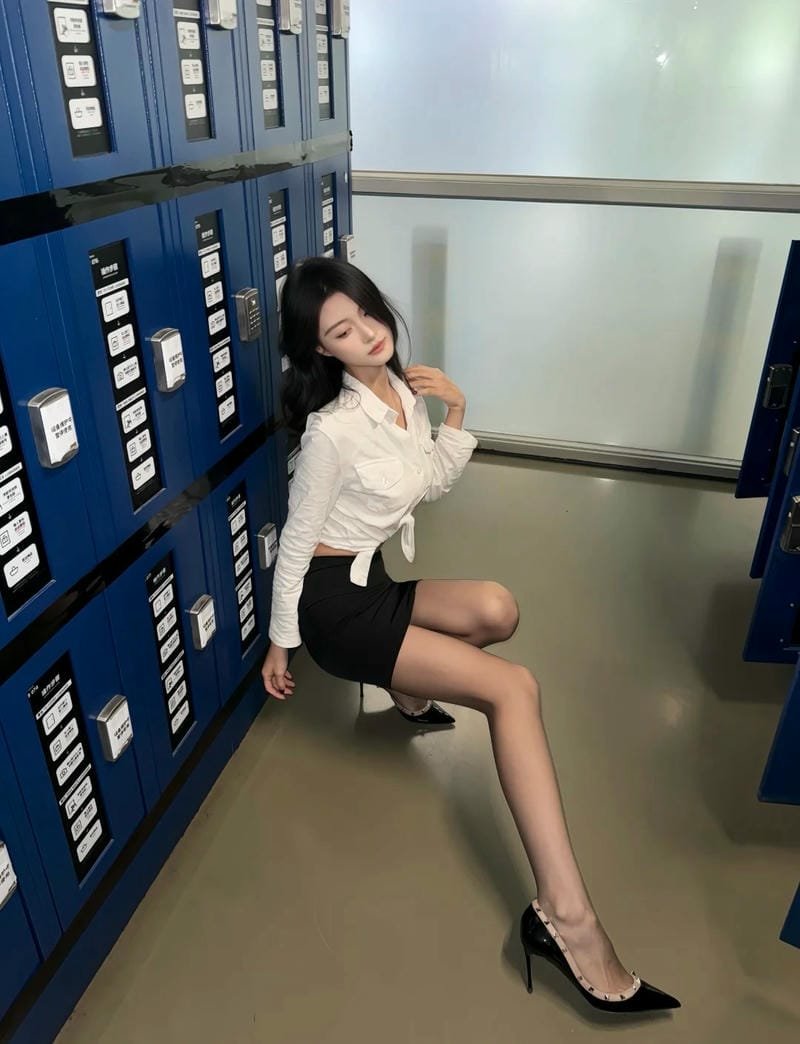 gái xinh mặc váy ngắn đen 14