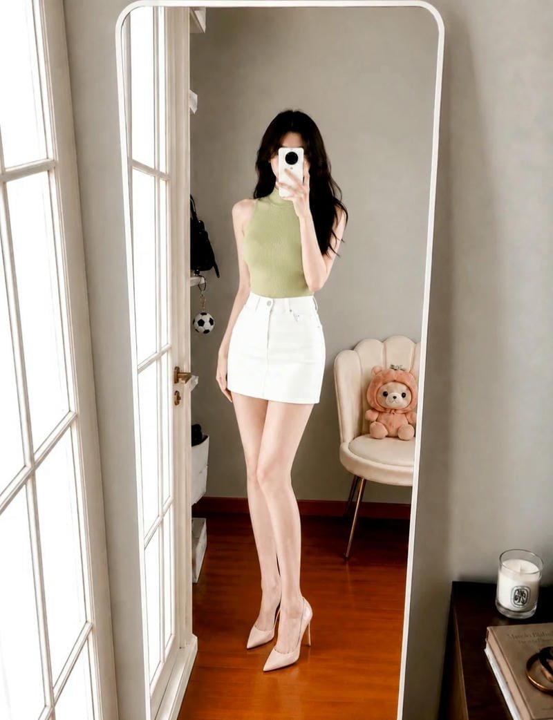 gái xinh mặc váy ngắn trắng 17