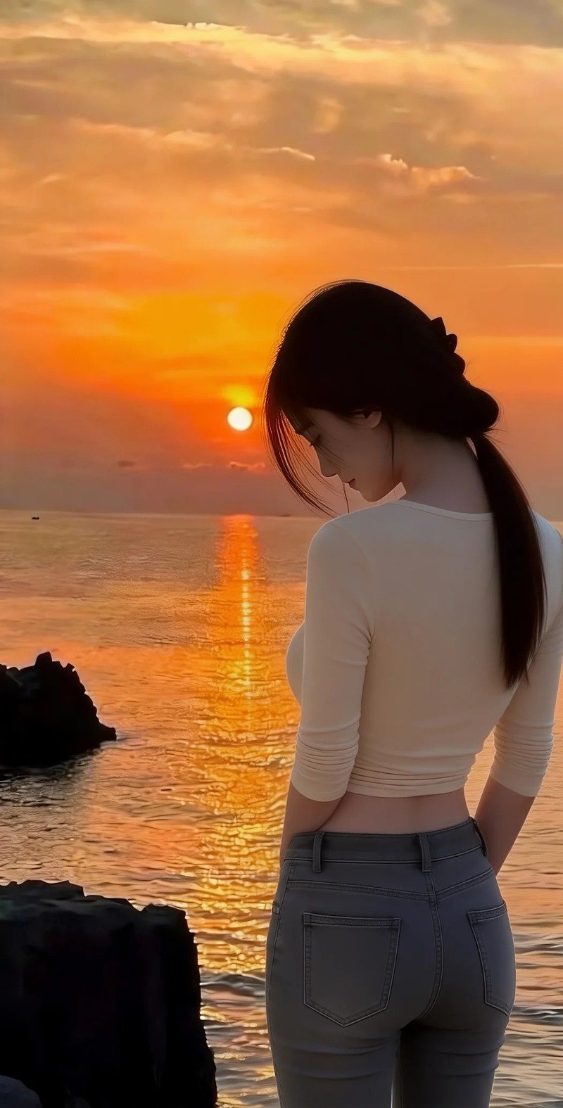 gái xinh tóc dài che mặt