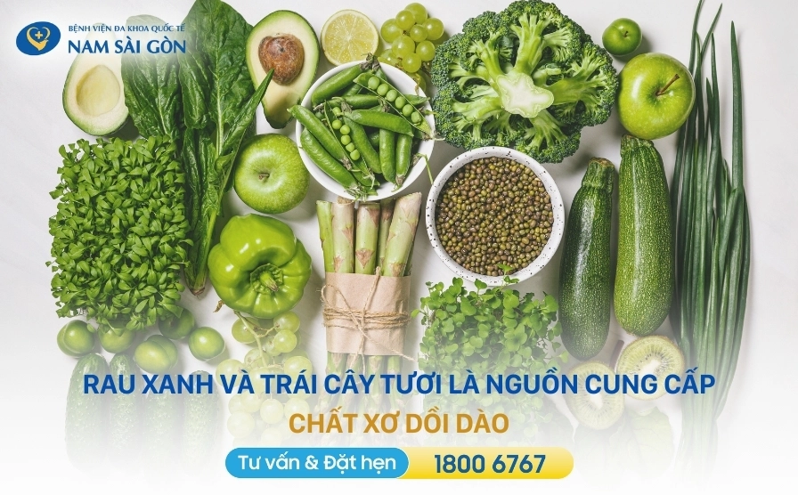 Rau xanh và trái cây giàu chất xơ cho người mỡ máu cao