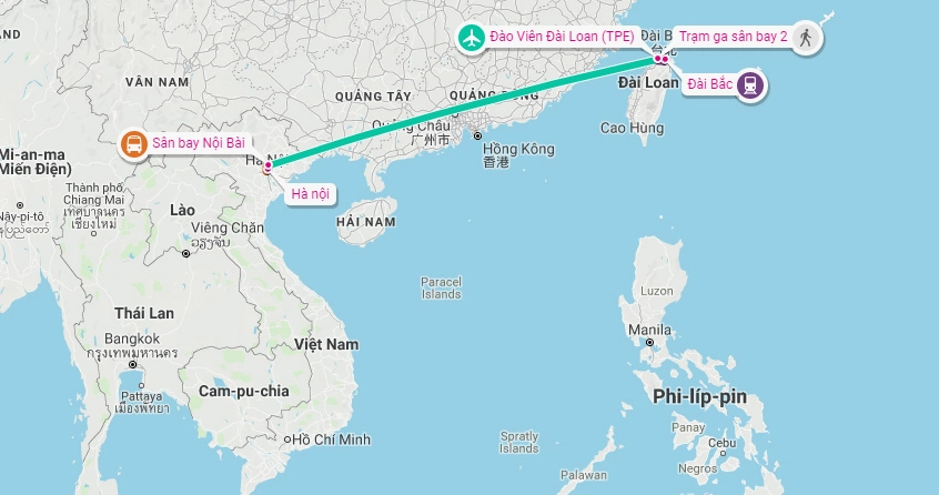 Thời gian bay từ Hà Nội đến Đài Bắc