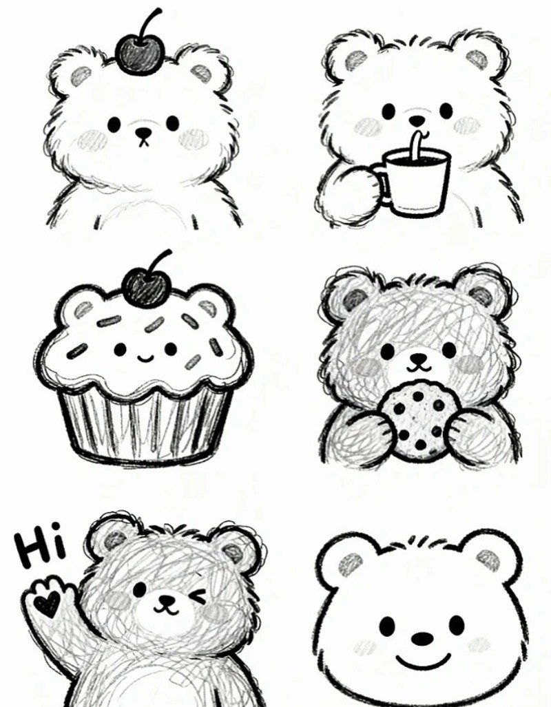 Vẽ gấu chibi phong cách hoạt hình dễ thương