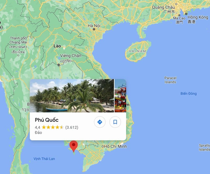 Vị trí địa lý của Phú Quốc trên bản đồ Việt Nam