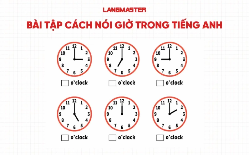 Bài tập về cách nói giờ trong tiếng Anh