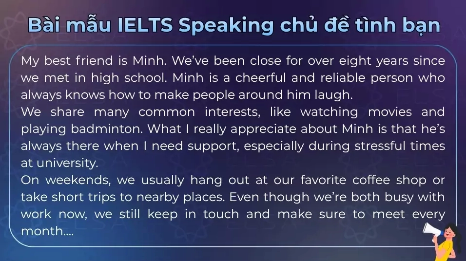 Bài văn mẫu IELTS Speaking về tình bạn