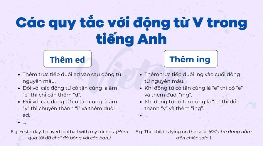 Các quy tắc với động từ V trong tiếng Anh