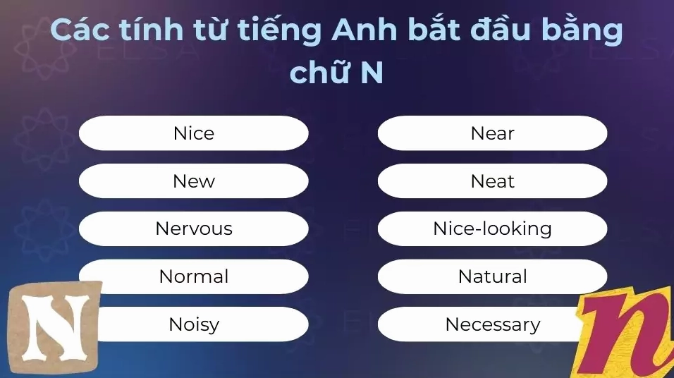 Các tính từ tiếng Anh bắt đầu bằng chữ N
