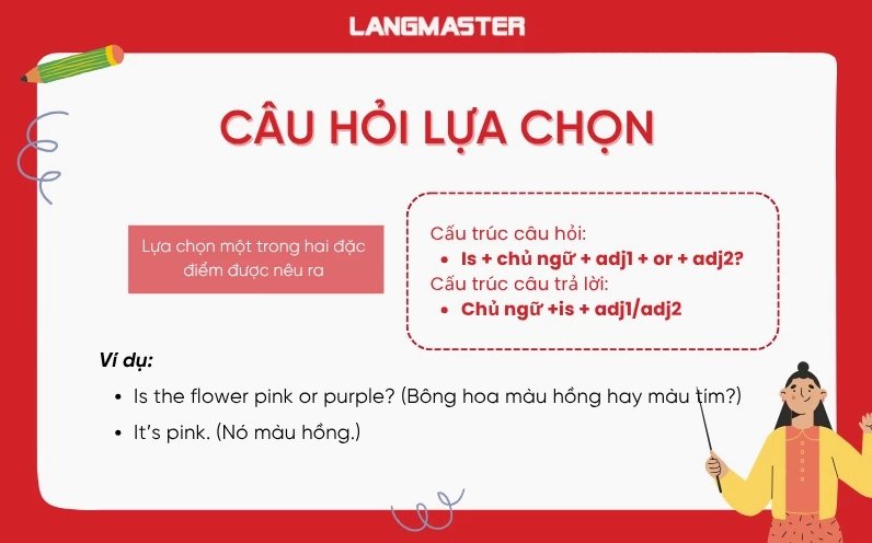Câu hỏi lựa chọn màu sắc trong tiếng Anh