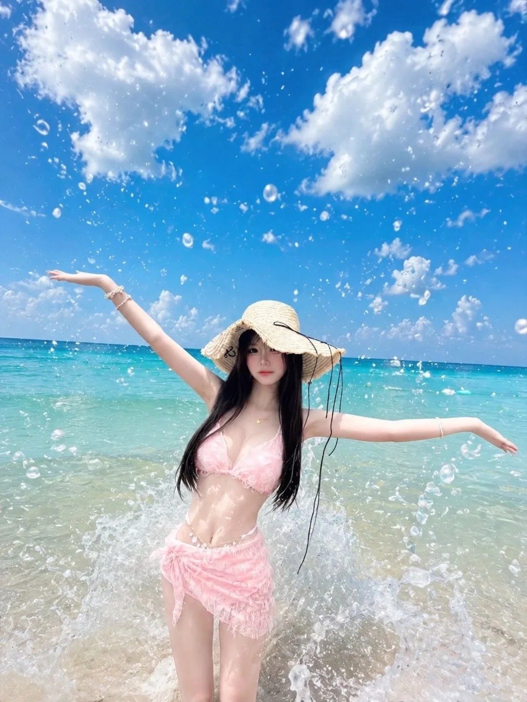 gái xinh bikini hồng 24
