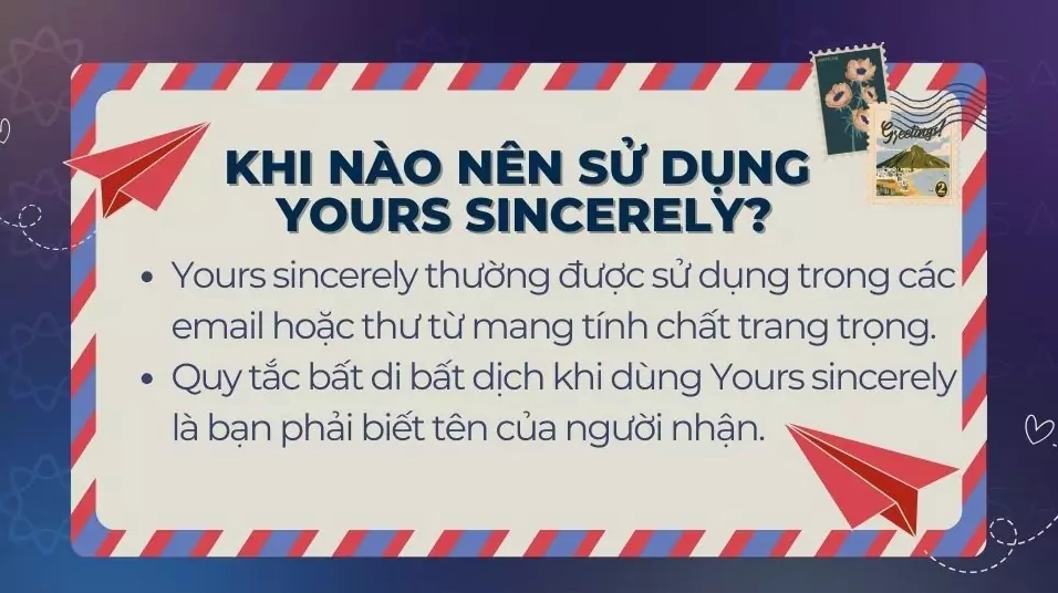Khi nào nên sử dụng Yours sincerely?