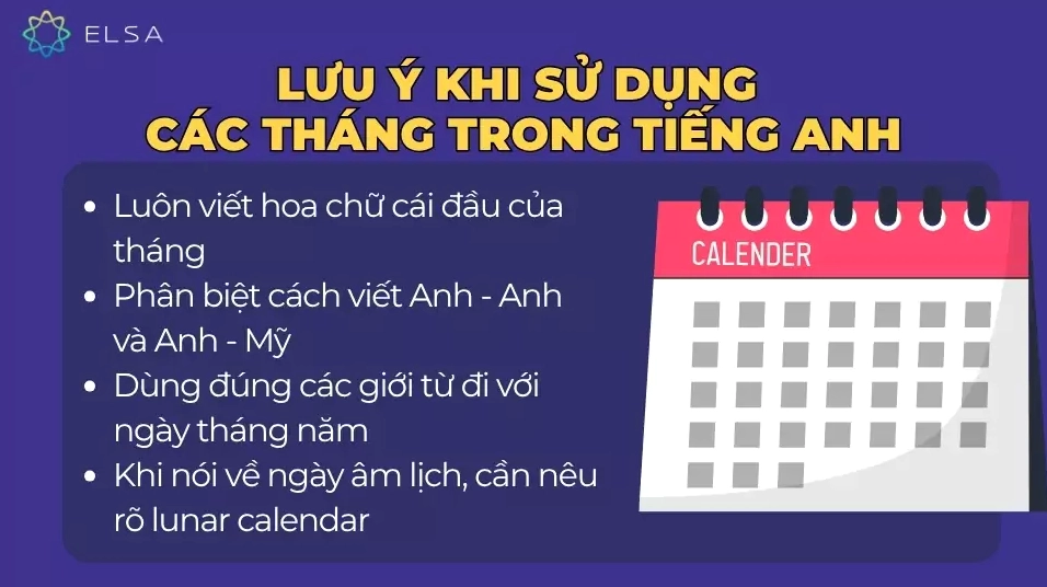 Lưu ý khi sử dụng các tháng trong tiếng Anh