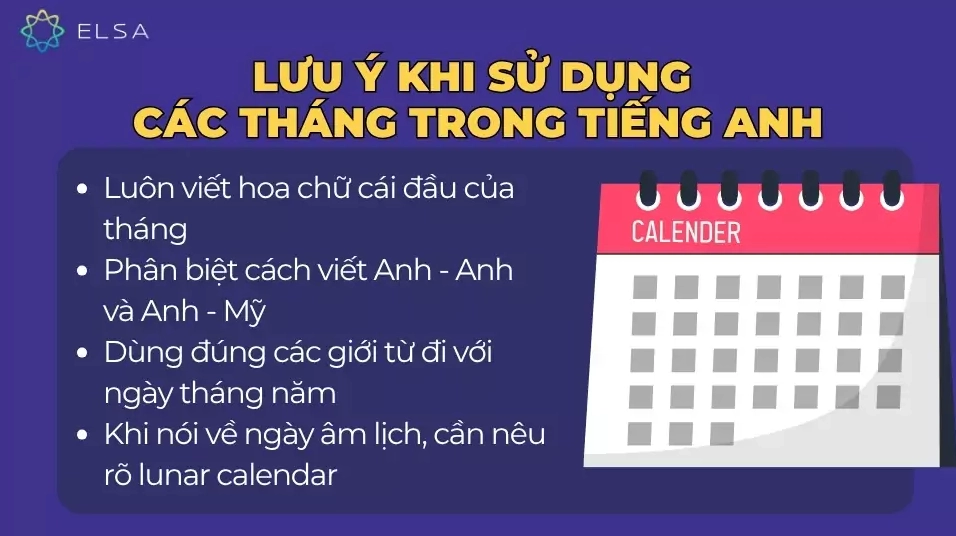 Lưu ý khi sử dụng các tháng trong tiếng Anh