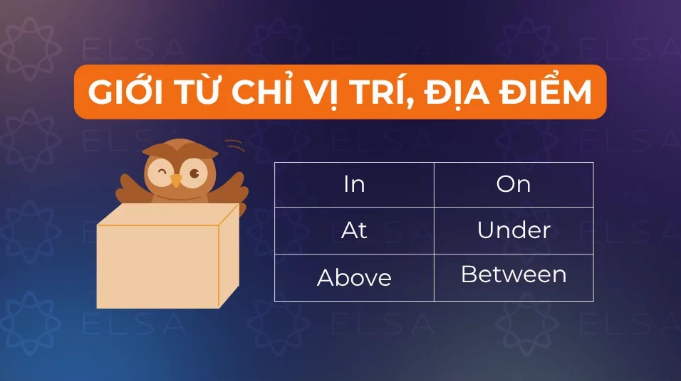 Một số giới từ chỉ vị trí, địa điểm trong tiếng Anh